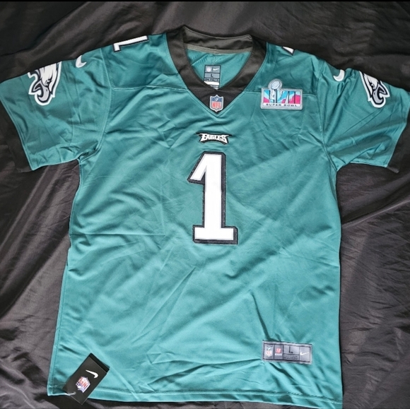 Jalen Hurts #1 Men's Philadelphia Eagles Super Bowl LVII 57 Patch Jersey Large. - Picture 2 of 6